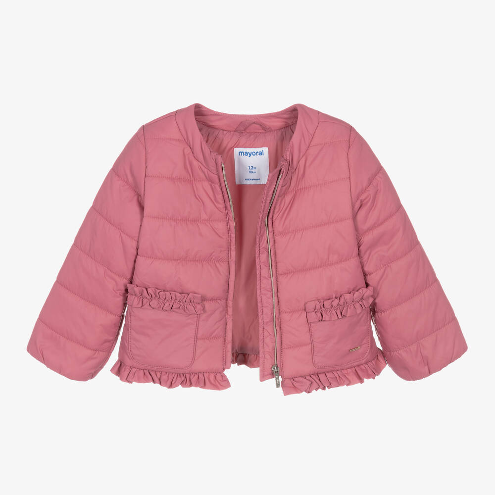 Mayoral-Girls Dusky Pink Pocket Puffer Jacket | Childrensalon Outlet