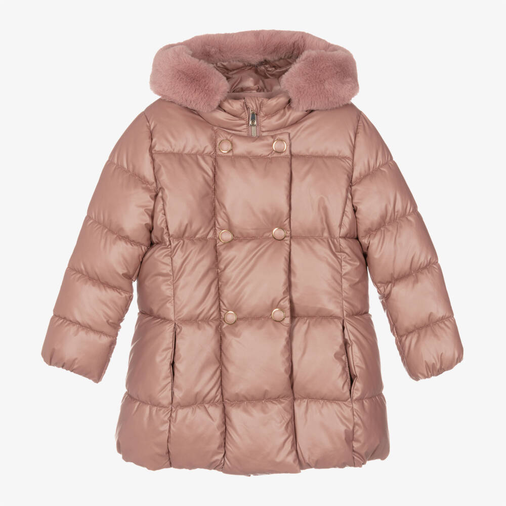 Mayoral-Girls Dusky Pink Quilted Coat | Childrensalon Outlet