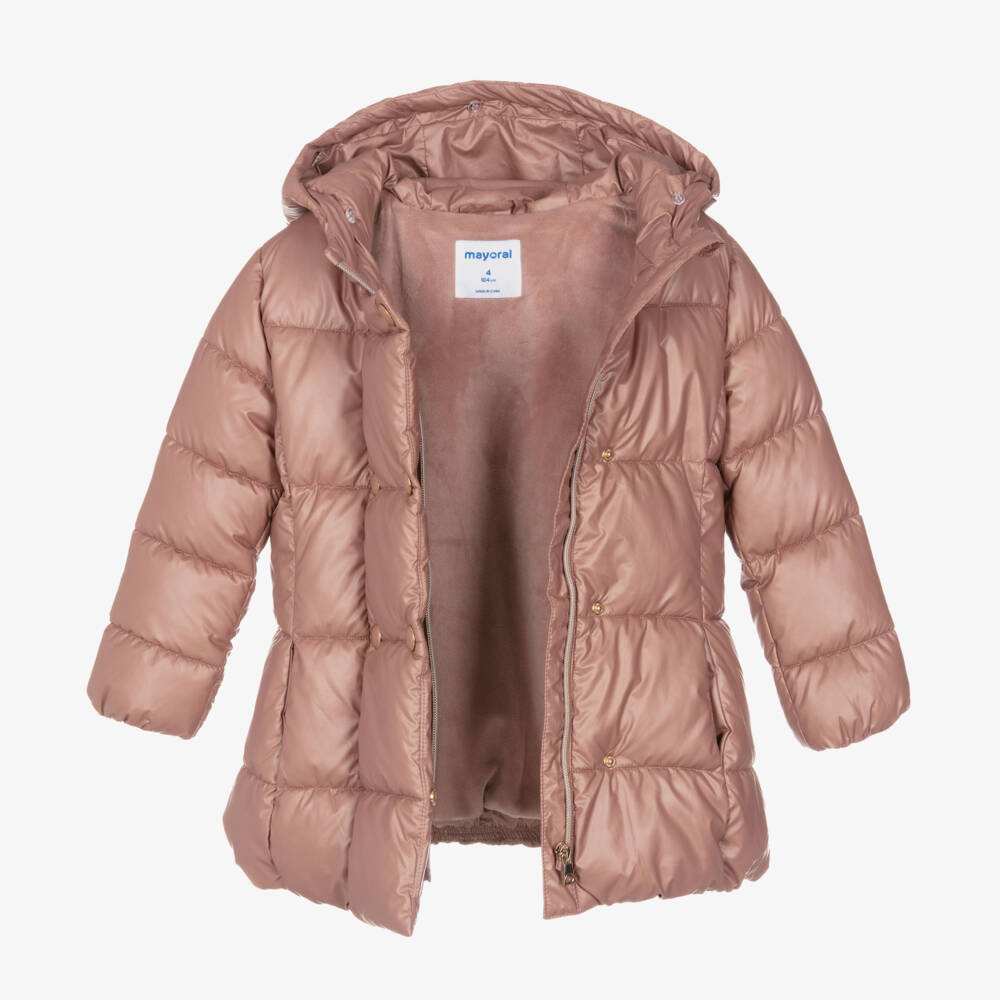 Mayoral-Girls Dusky Pink Quilted Coat | Childrensalon Outlet