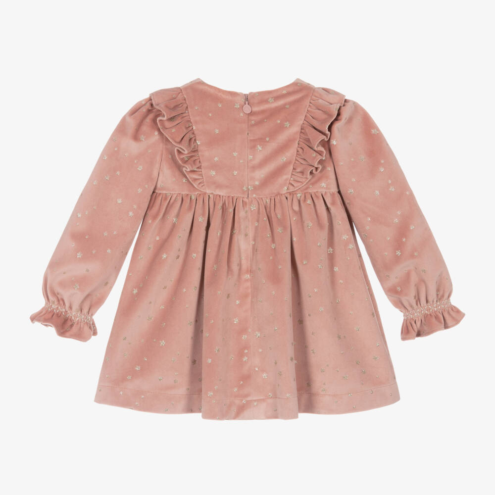 Mayoral-Girls Dusky Pink Starry Velour Dress | Childrensalon Outlet