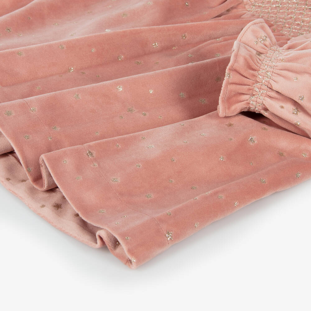 Mayoral-Girls Dusky Pink Starry Velour Dress | Childrensalon Outlet