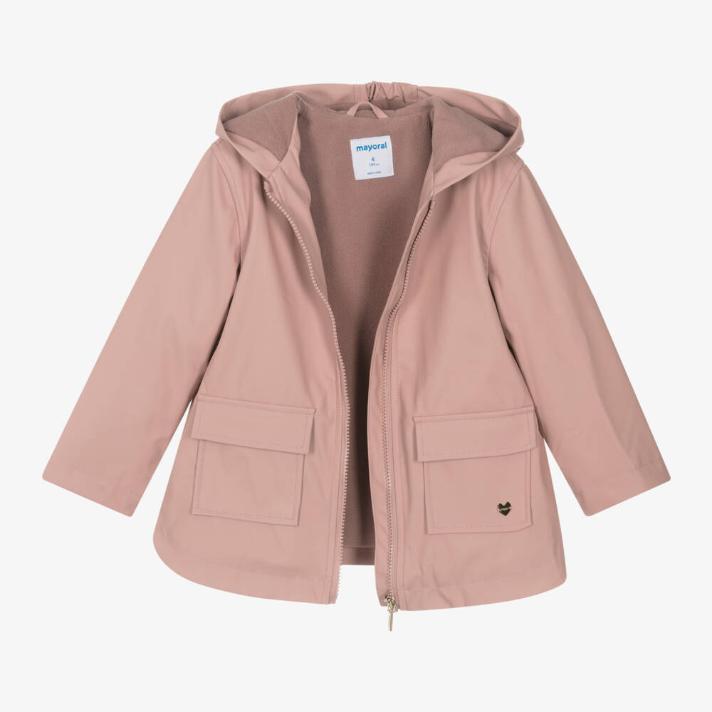 Mayoral-Girls Dusky Pink Waterproof Coat | Childrensalon Outlet