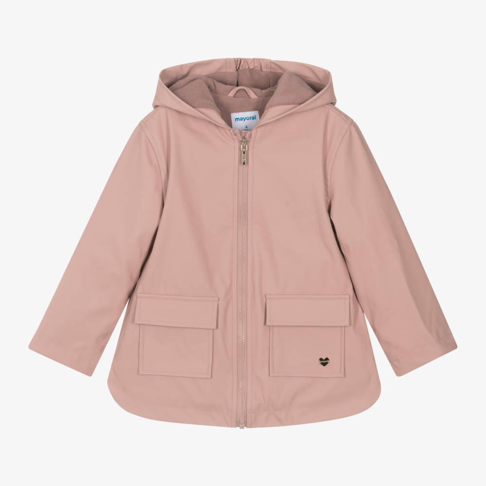 Mayoral-Girls Dusky Pink Waterproof Coat | Childrensalon Outlet