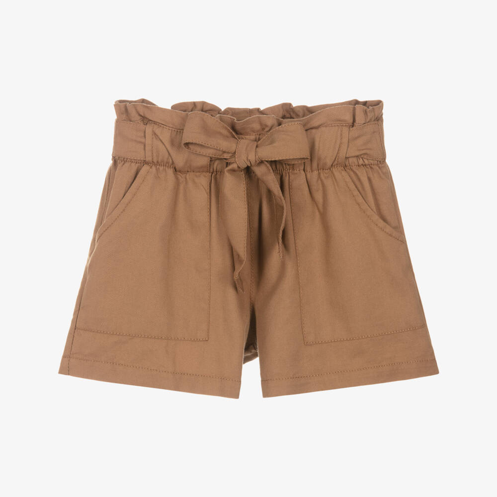 Mayoral-Girls' Earthy Tie-Bow Cotton Shorts | Childrensalon Outlet