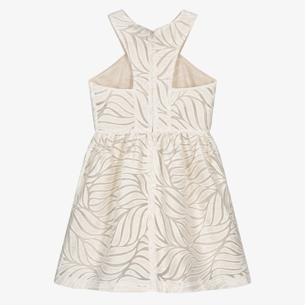 Mayoral-فستان أنيق من الأورجانزا البيج للبنات | Childrensalon Outlet