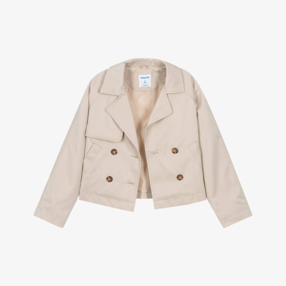 Mayoral-Элегантный бежевый твидовый жакет для девочек | Childrensalon Outlet