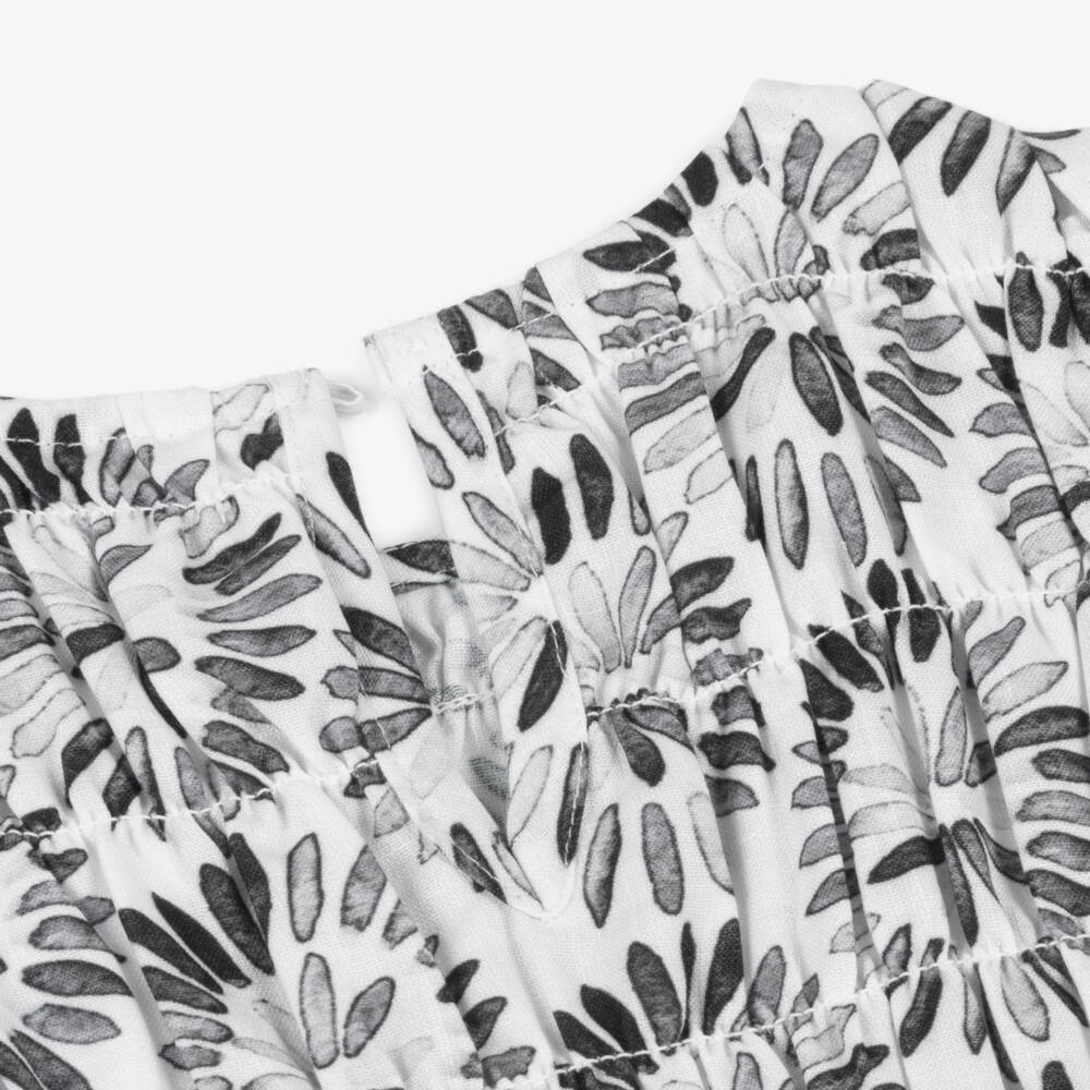 Mayoral-Girls Elegant Black Ruched Floral Blouse | Childrensalon Outlet