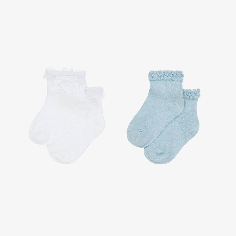 Mayoral-Girls' Elegant Blue & White Socks Set | Childrensalon Outlet