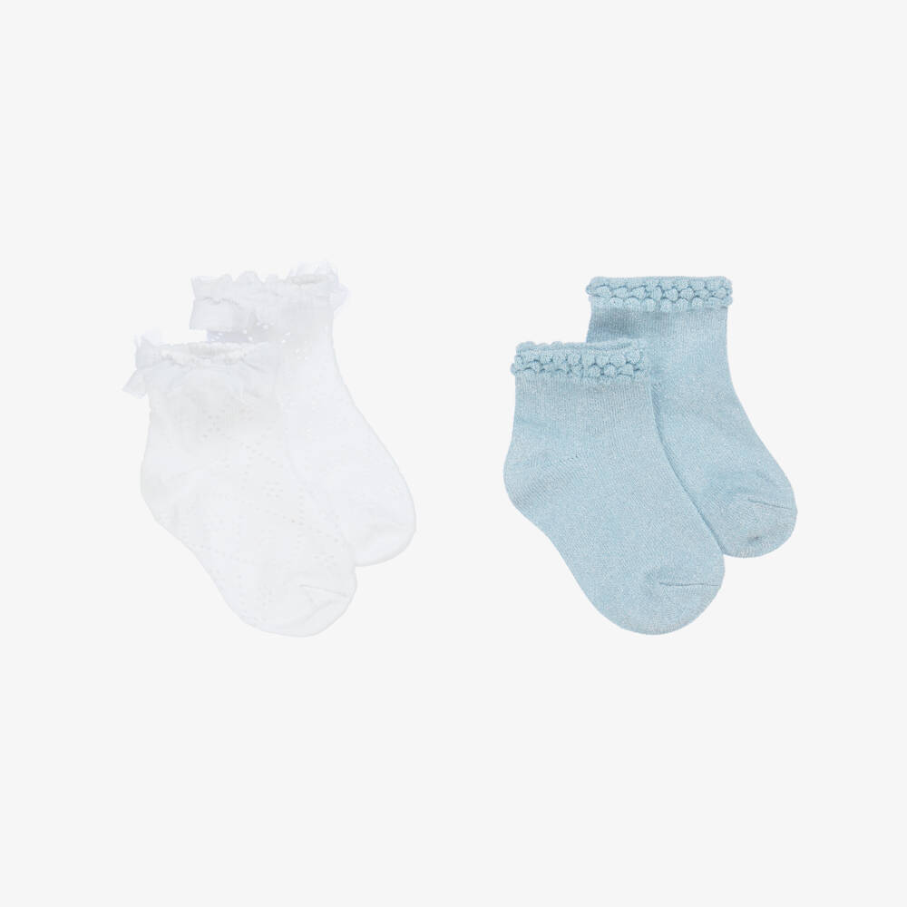 Mayoral-Girls' Elegant Blue & White Socks Set | Childrensalon Outlet