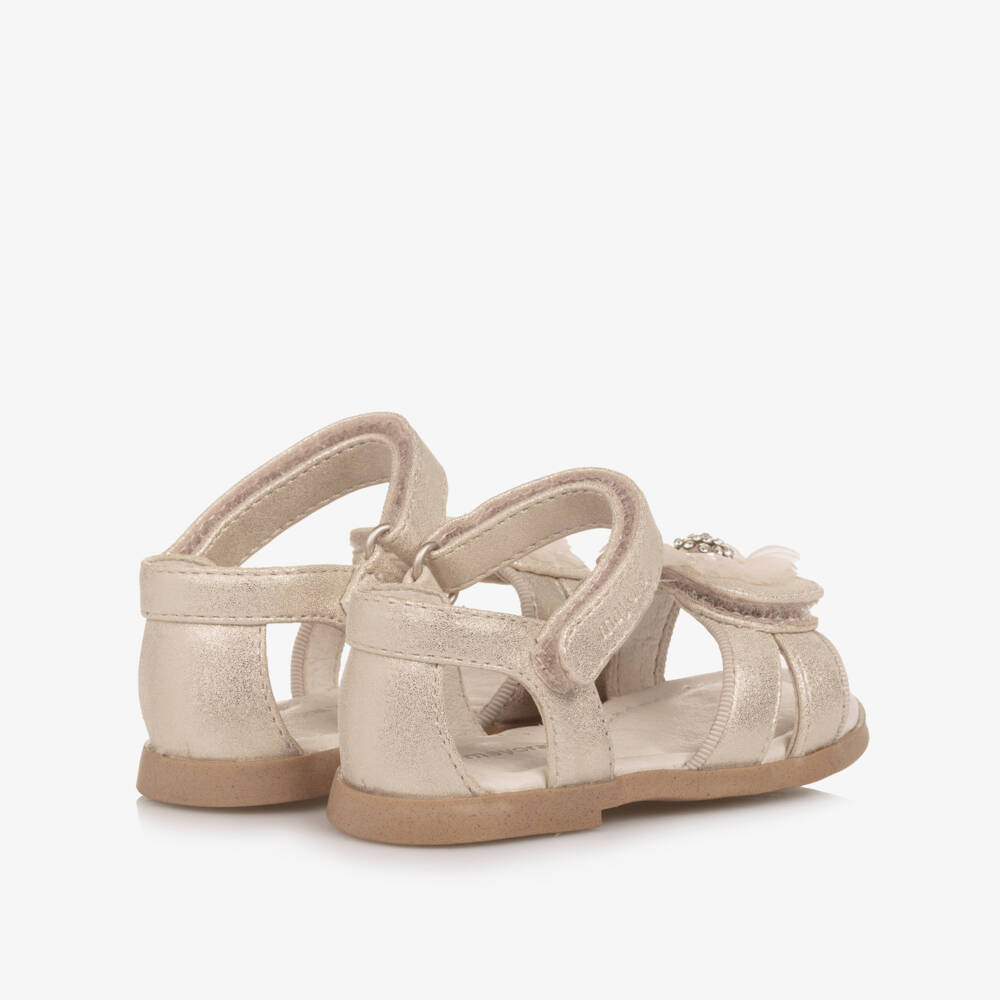 Mayoral-Girls Elegant Gold Floral Tulle Sandals | Childrensalon Outlet