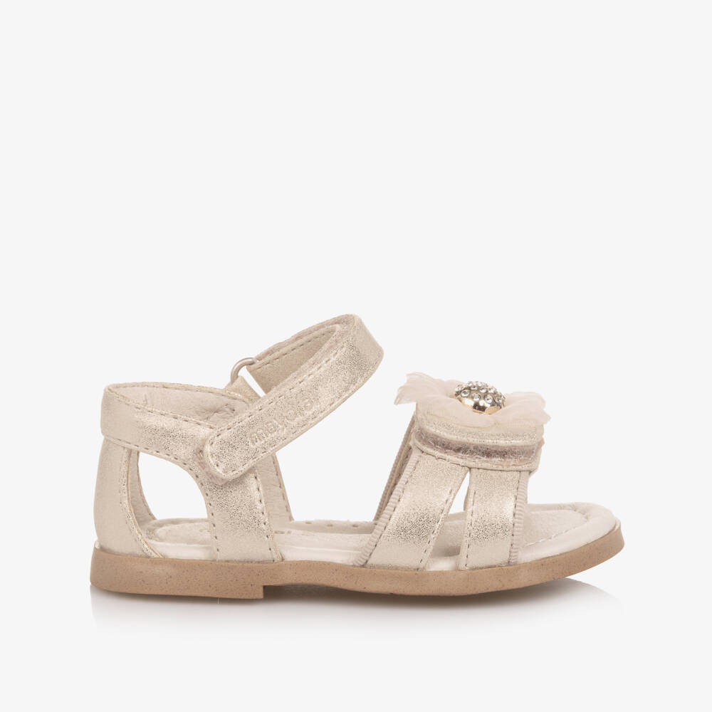 Mayoral-Girls Elegant Gold Floral Tulle Sandals | Childrensalon Outlet
