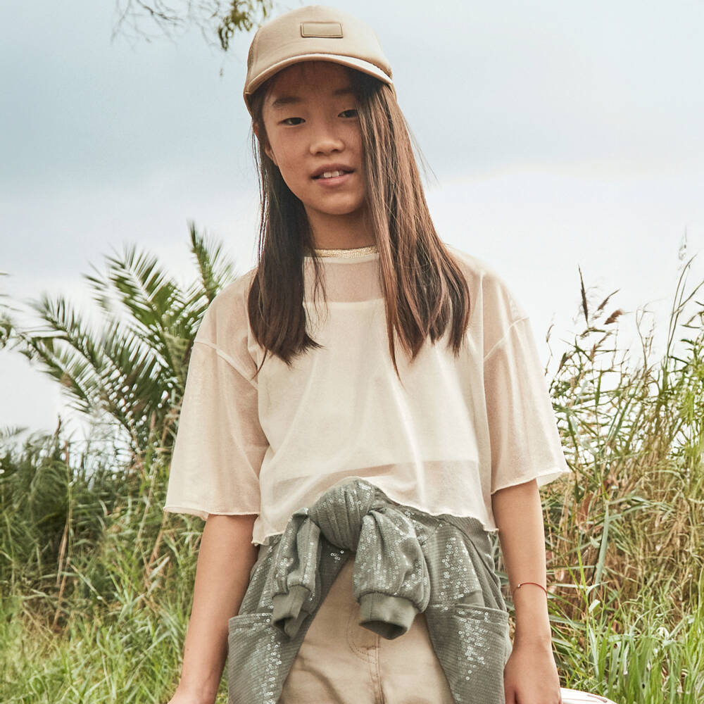 Mayoral-Girls Elegant Gold & Ivory Duo Top | Childrensalon Outlet