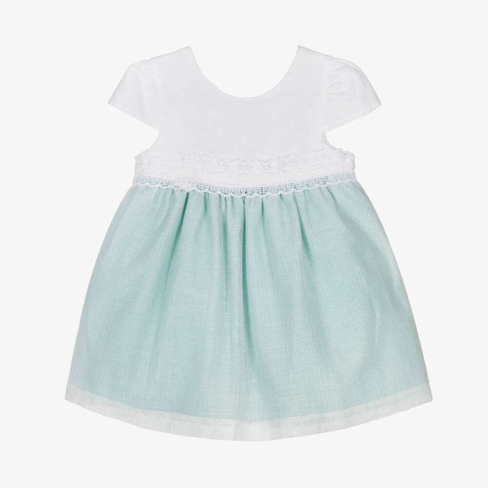 Mayoral Newborn-Girls Elegant Green Linen Blend Dress | Childrensalon Outlet