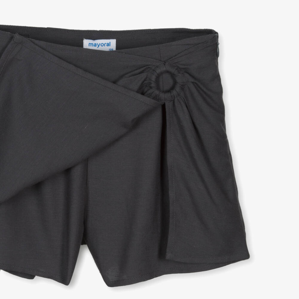 Mayoral-Girls Elegant Grey Linen-Blend Skort | Childrensalon Outlet