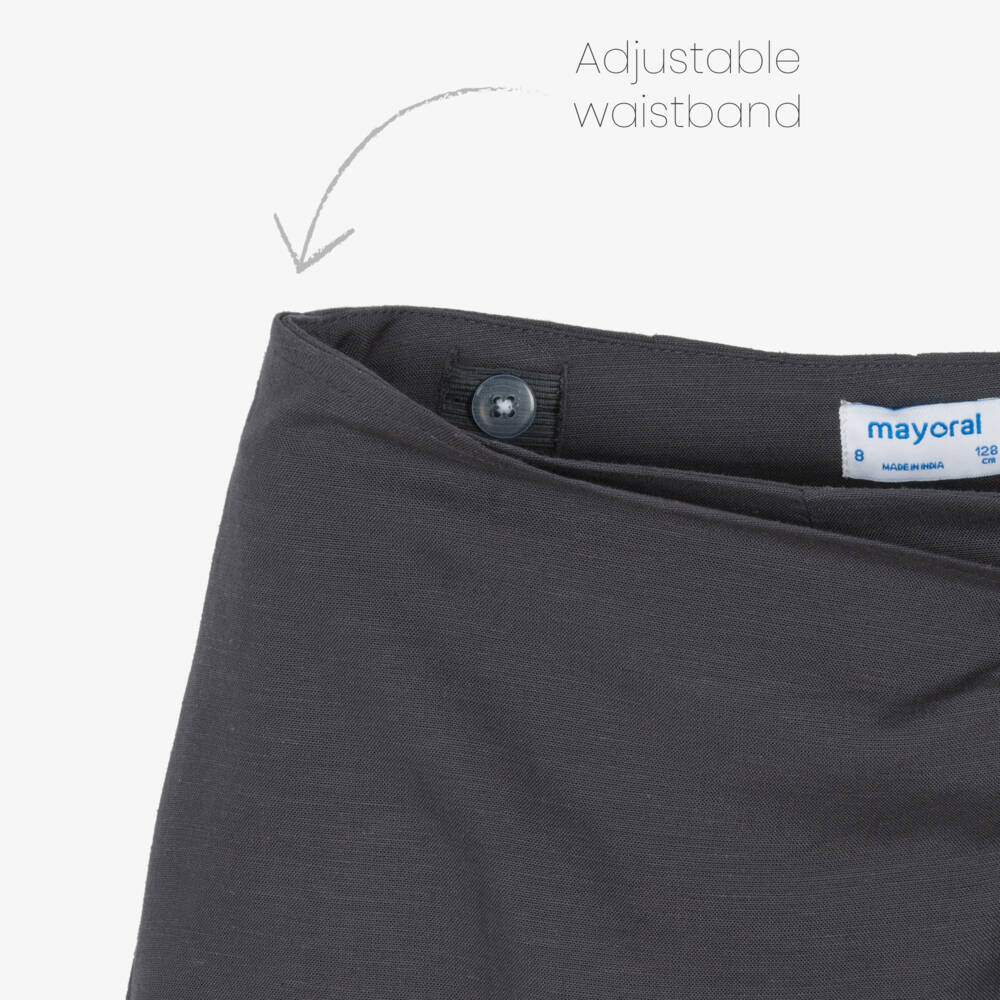 Mayoral-Girls Elegant Grey Linen-Blend Skort | Childrensalon Outlet