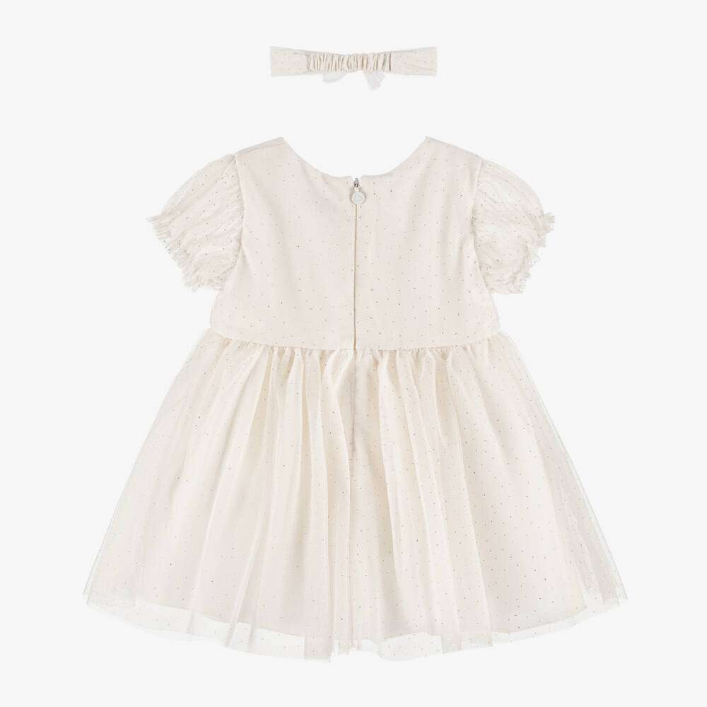 Mayoral-Girls Elegant Ivory Dress Ensemble | Childrensalon Outlet