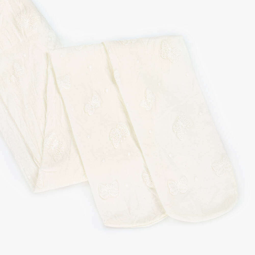 Mayoral-Girls Elegant Ivory Flutter Tights | Childrensalon Outlet