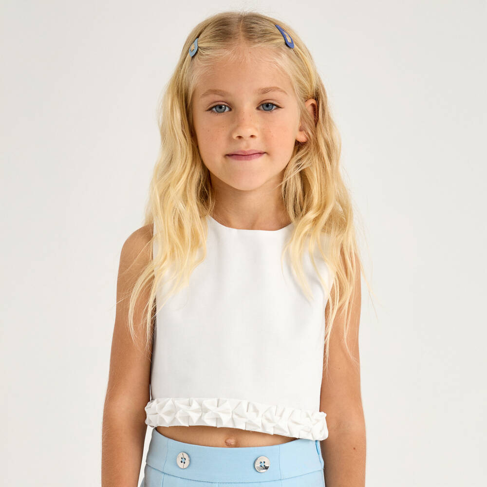 Mayoral-Girls Elegant Ivory Frill Blouse | Childrensalon Outlet