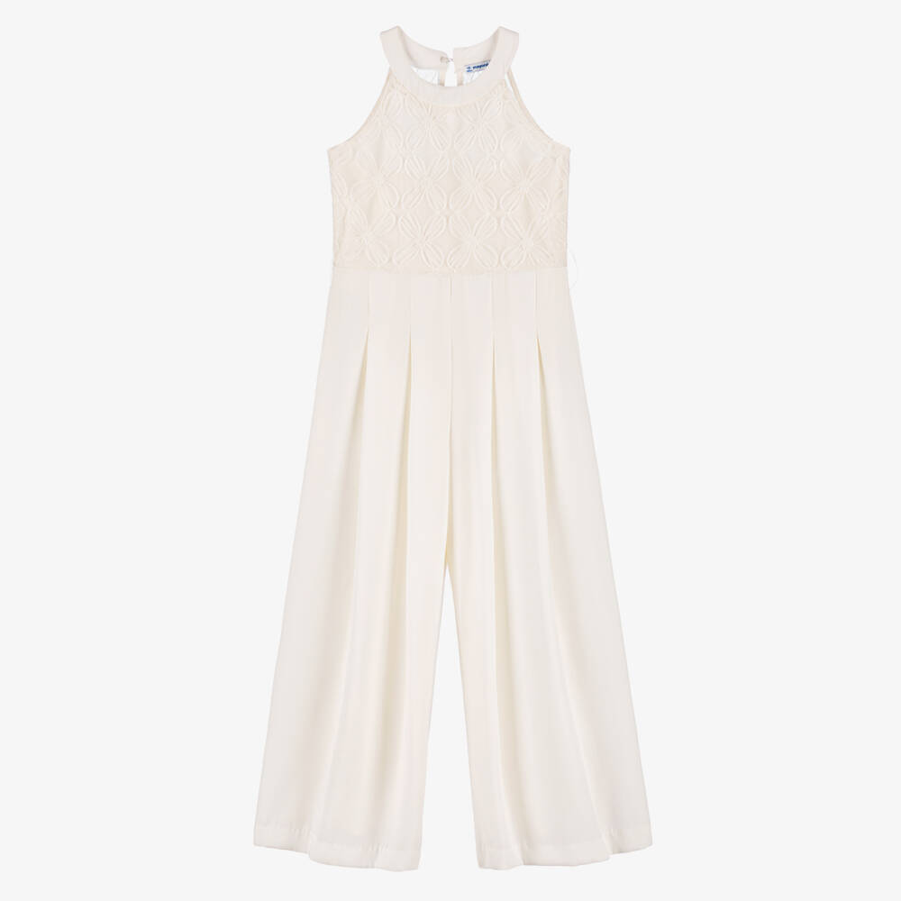 Mayoral-Girls Elegant Ivory Halterneck Romper | Childrensalon Outlet