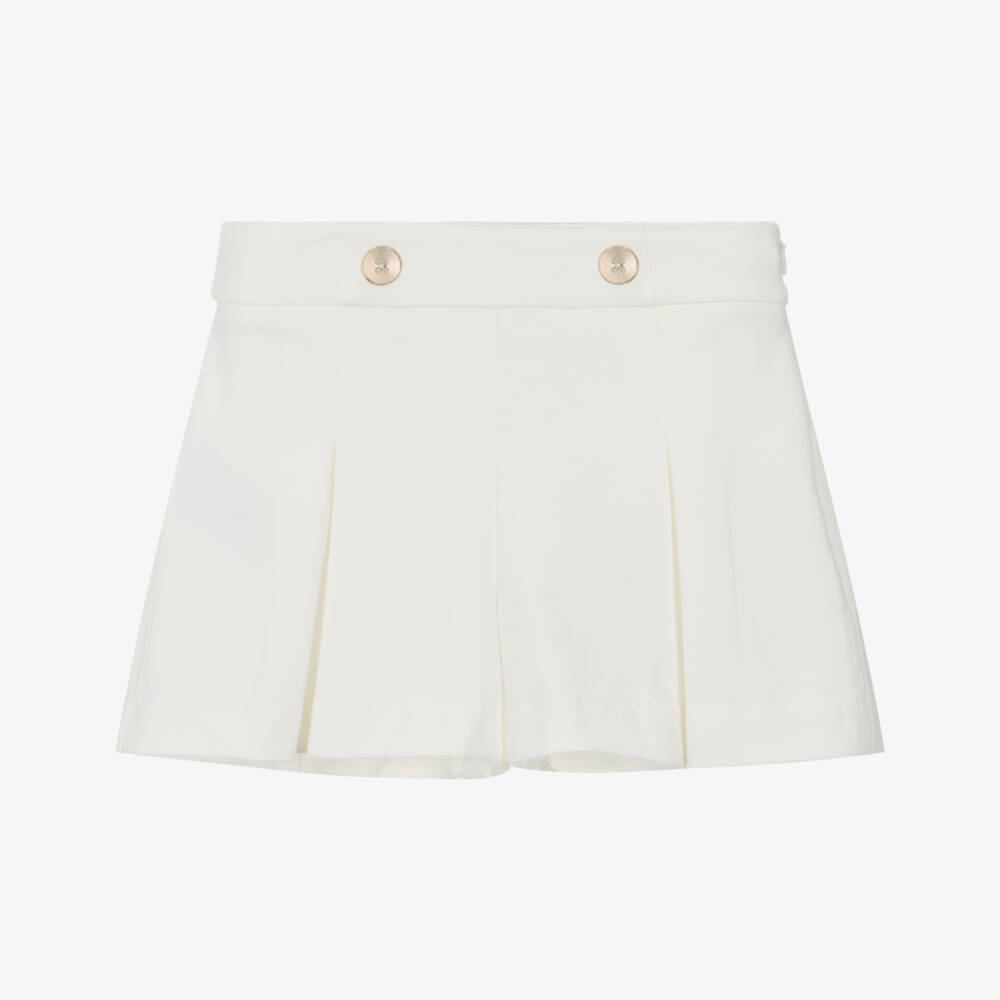 Mayoral-Girls Elegant Ivory Knit Shorts | Childrensalon Outlet