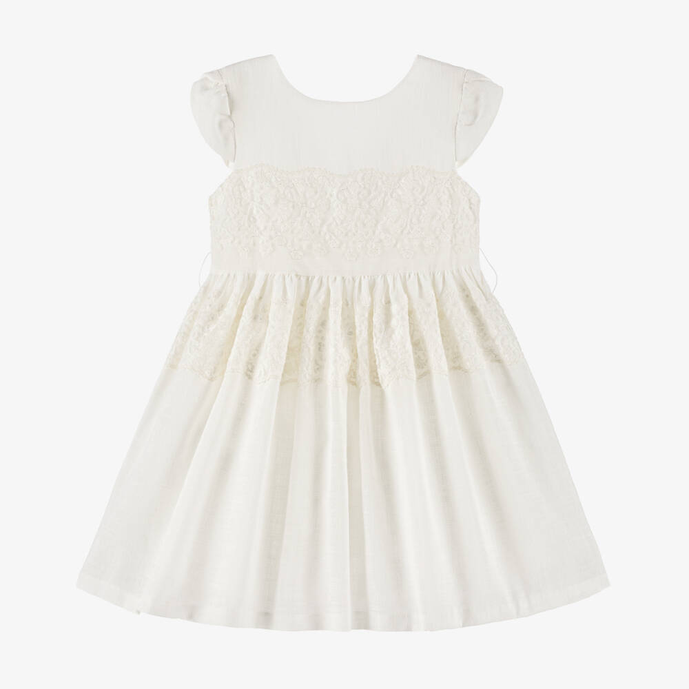 Mayoral-Элегантное кремовое кружевное платье для девочек | Childrensalon Outlet