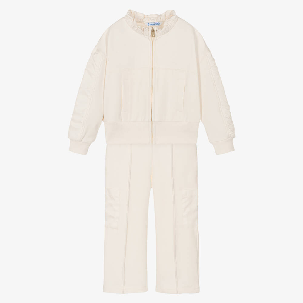 Mayoral-Girls Elegant Ivory Panel Tracksuit | Childrensalon Outlet