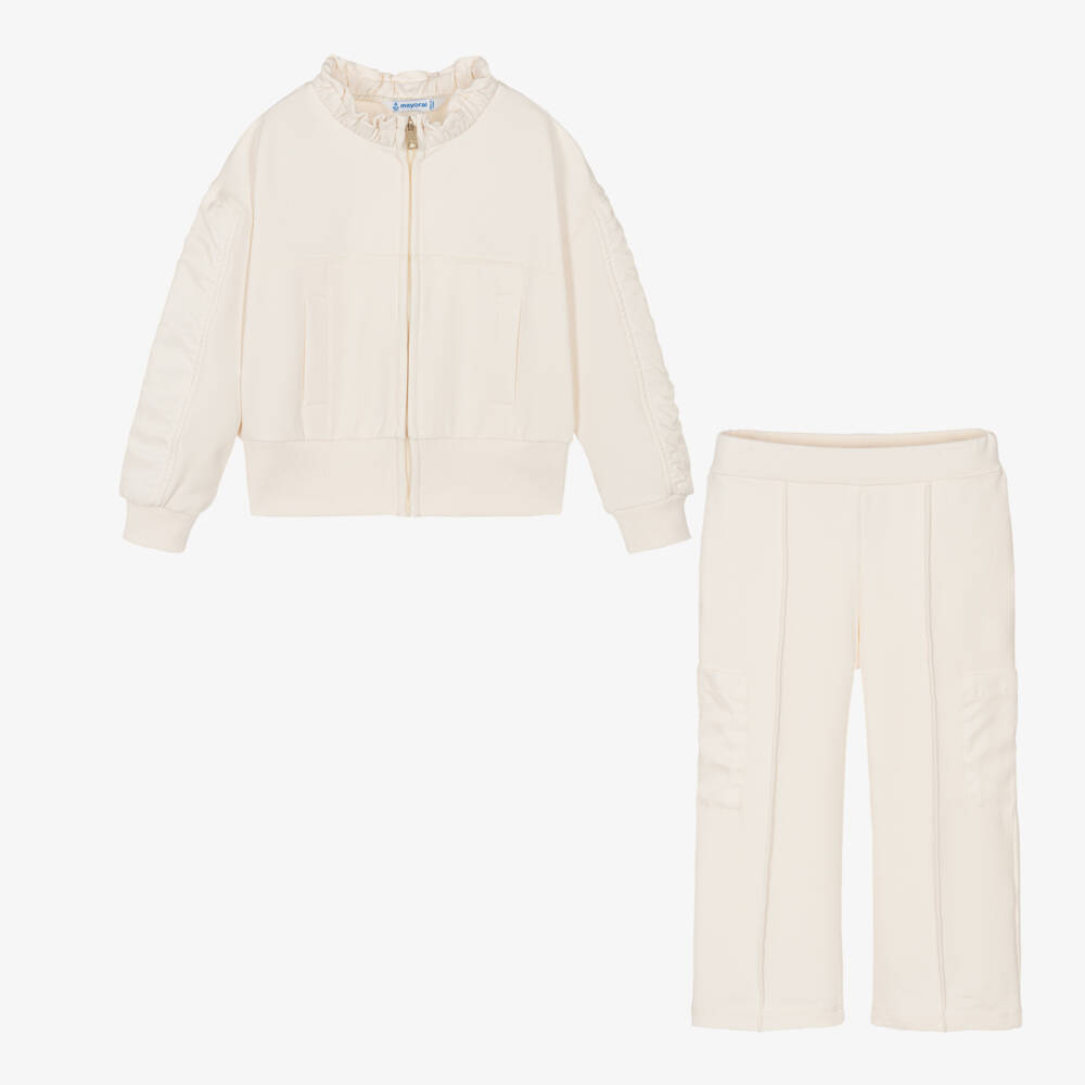 Mayoral-Girls Elegant Ivory Panel Tracksuit | Childrensalon Outlet