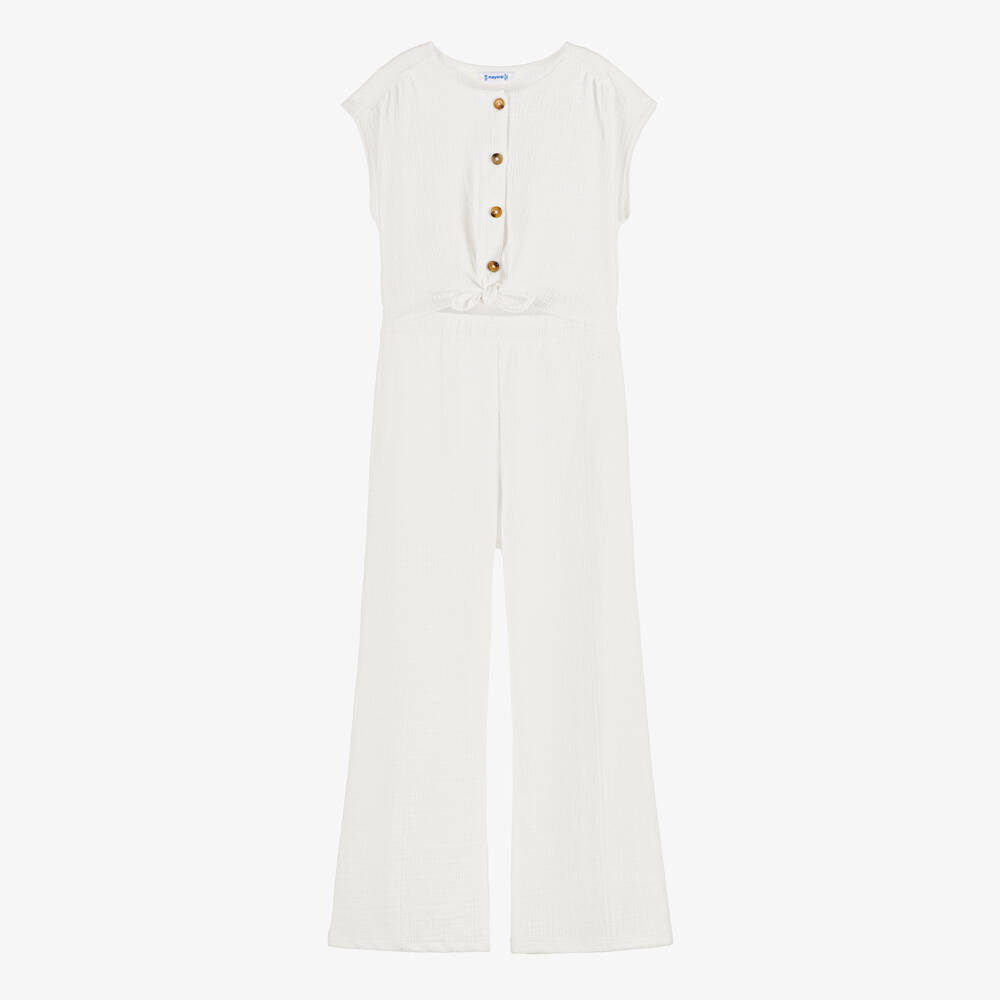 Mayoral-Girls Elegant Ivory Summer Romper | Childrensalon Outlet
