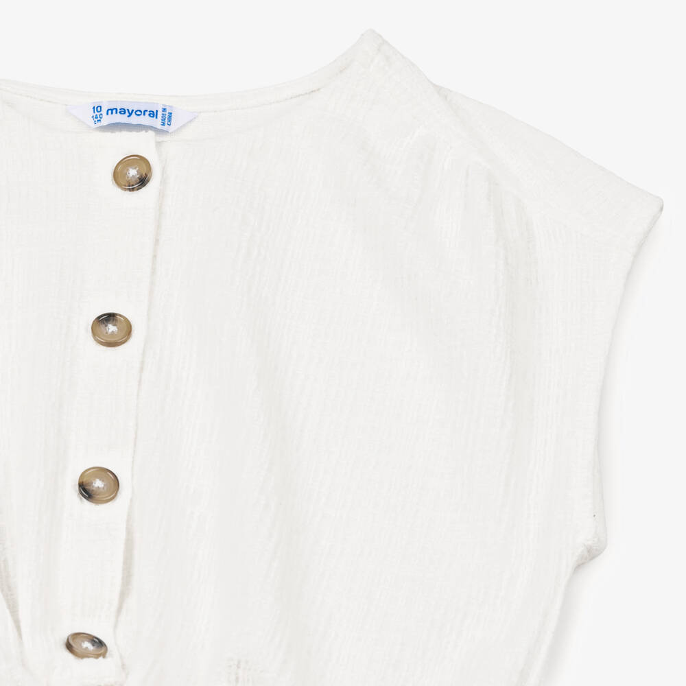 Mayoral-Летний кремовый элегантный ромпер для девочек | Childrensalon Outlet