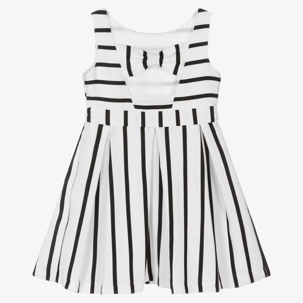 Mayoral-Girls Elegant Monochrome Stripe Dress | Childrensalon Outlet