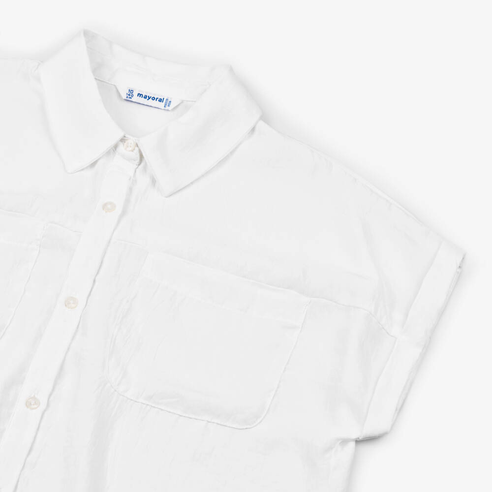 Mayoral-Элегантный шелковый белый топ для девочек | Childrensalon Outlet