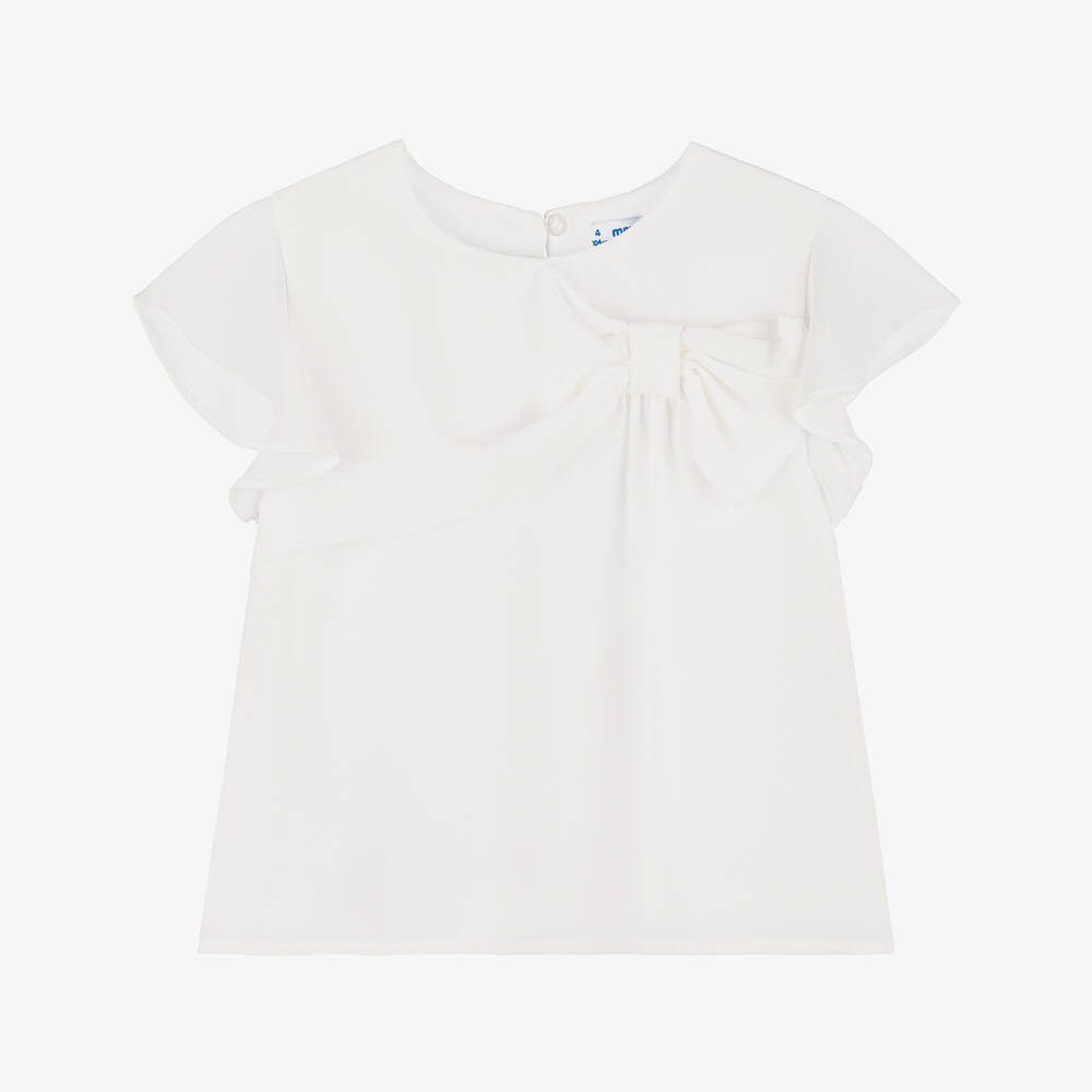 Mayoral-Girls' Elegant White Chiffon Top | Childrensalon Outlet