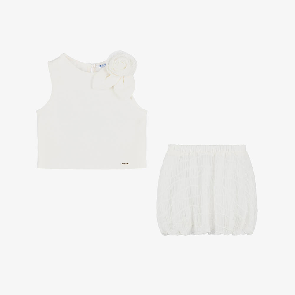 Mayoral-Girls Elegant White Ensemble | Childrensalon Outlet