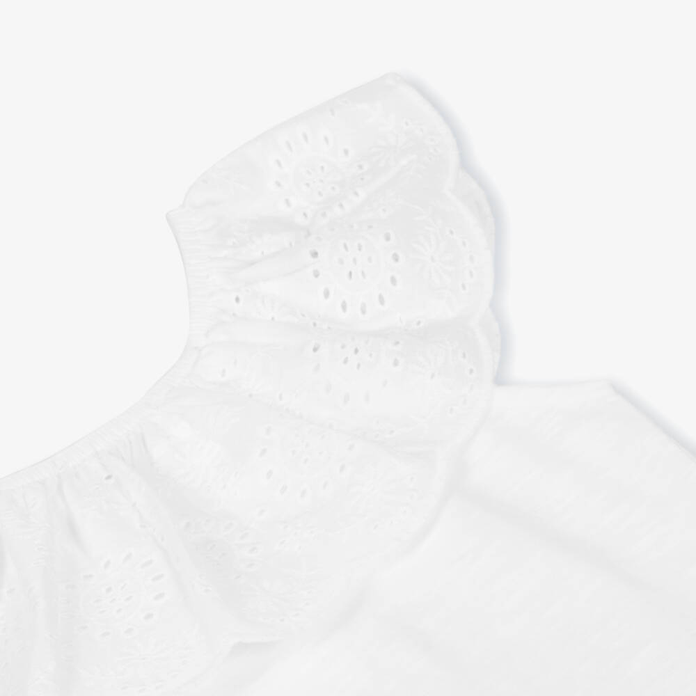 Mayoral-Girls Elegant White Eyelet Cotton Blouse | Childrensalon Outlet