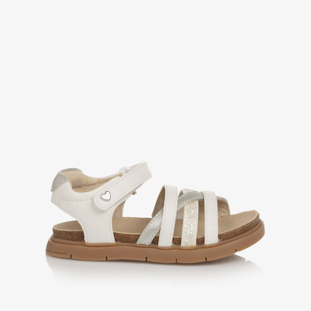 Mayoral-صنادل بيضاء براقة أنيقة للبنات | Childrensalon Outlet