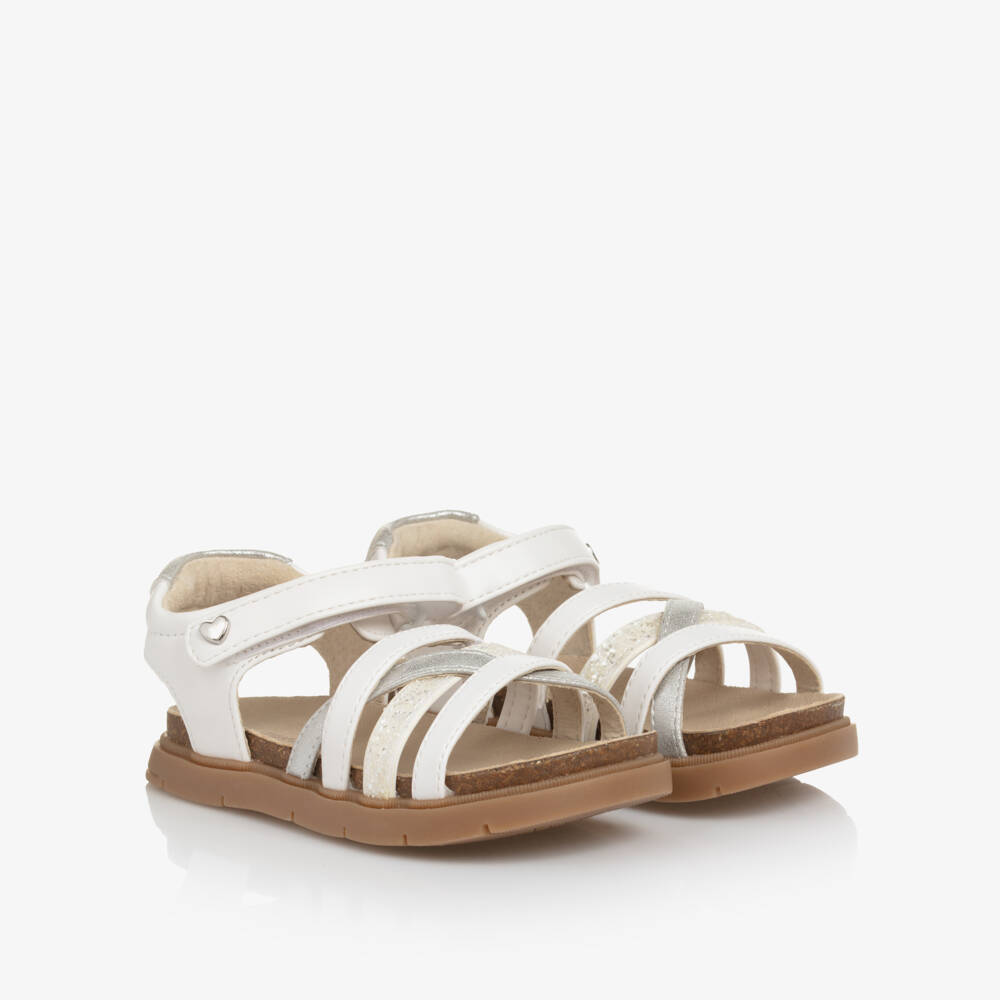 Mayoral-Girls Elegant White Glitter Sandals | Childrensalon Outlet