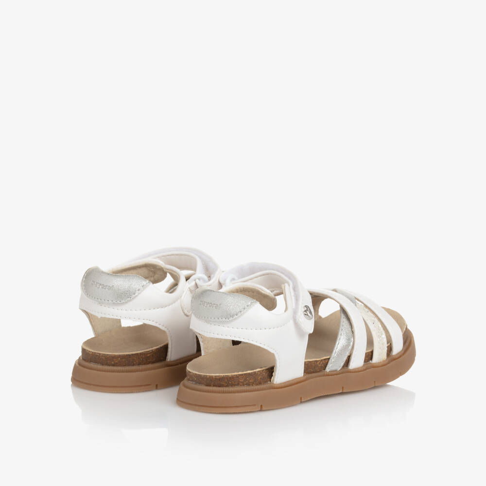 Mayoral-صنادل بيضاء براقة أنيقة للبنات | Childrensalon Outlet