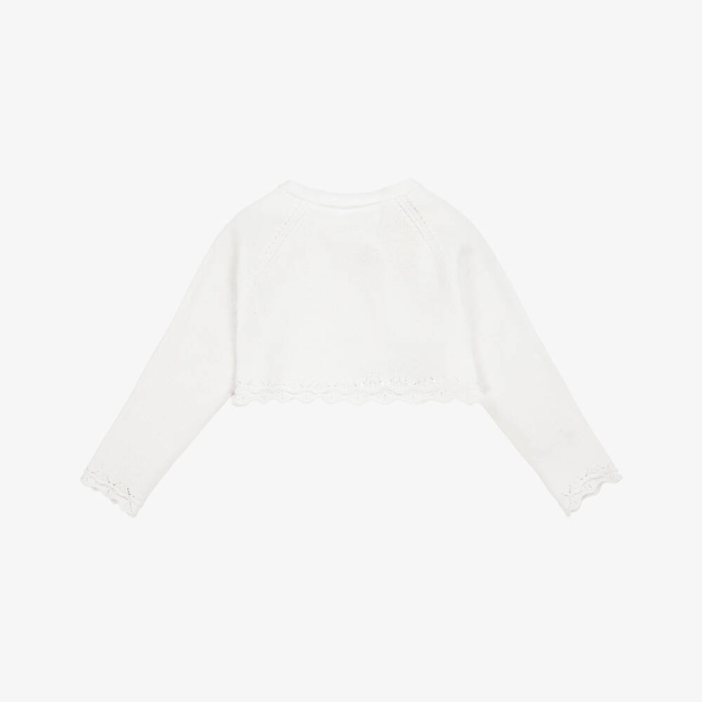 Mayoral Newborn-Girls' Elegant White Knit Shrug | Childrensalon Outlet