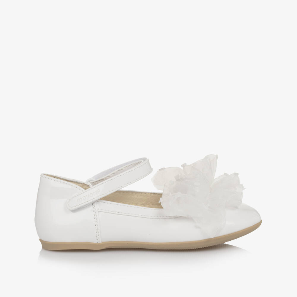Mayoral-Girls Elegant White Organza Ruffle Shoes | Childrensalon Outlet