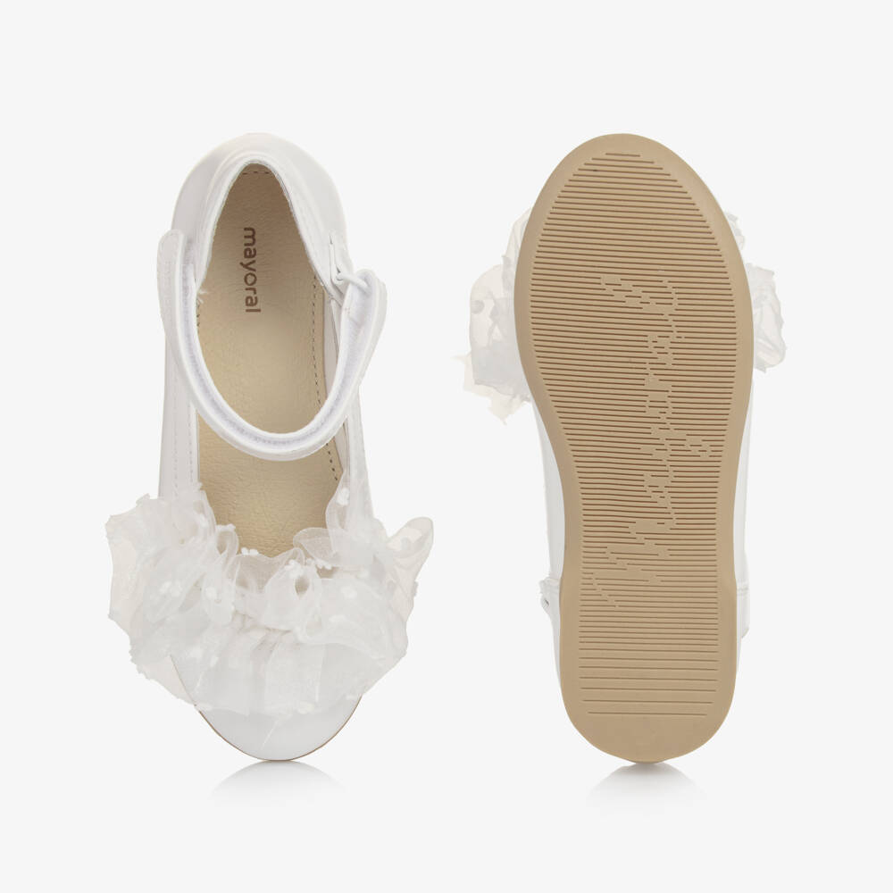 Mayoral-Girls Elegant White Organza Ruffle Shoes | Childrensalon Outlet