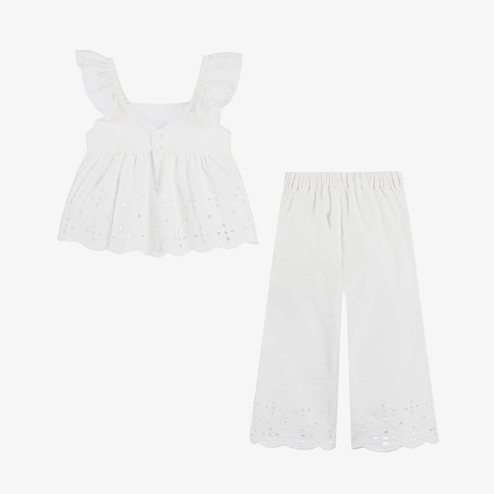 Mayoral-Girls Elegant White Trousers Ensemble | Childrensalon Outlet