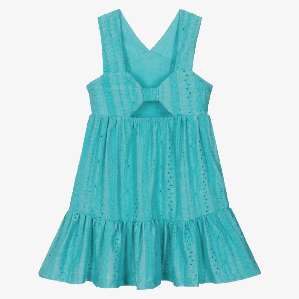 Mayoral-Girls Embroidered Turquoise Elegance Dress | Childrensalon Outlet