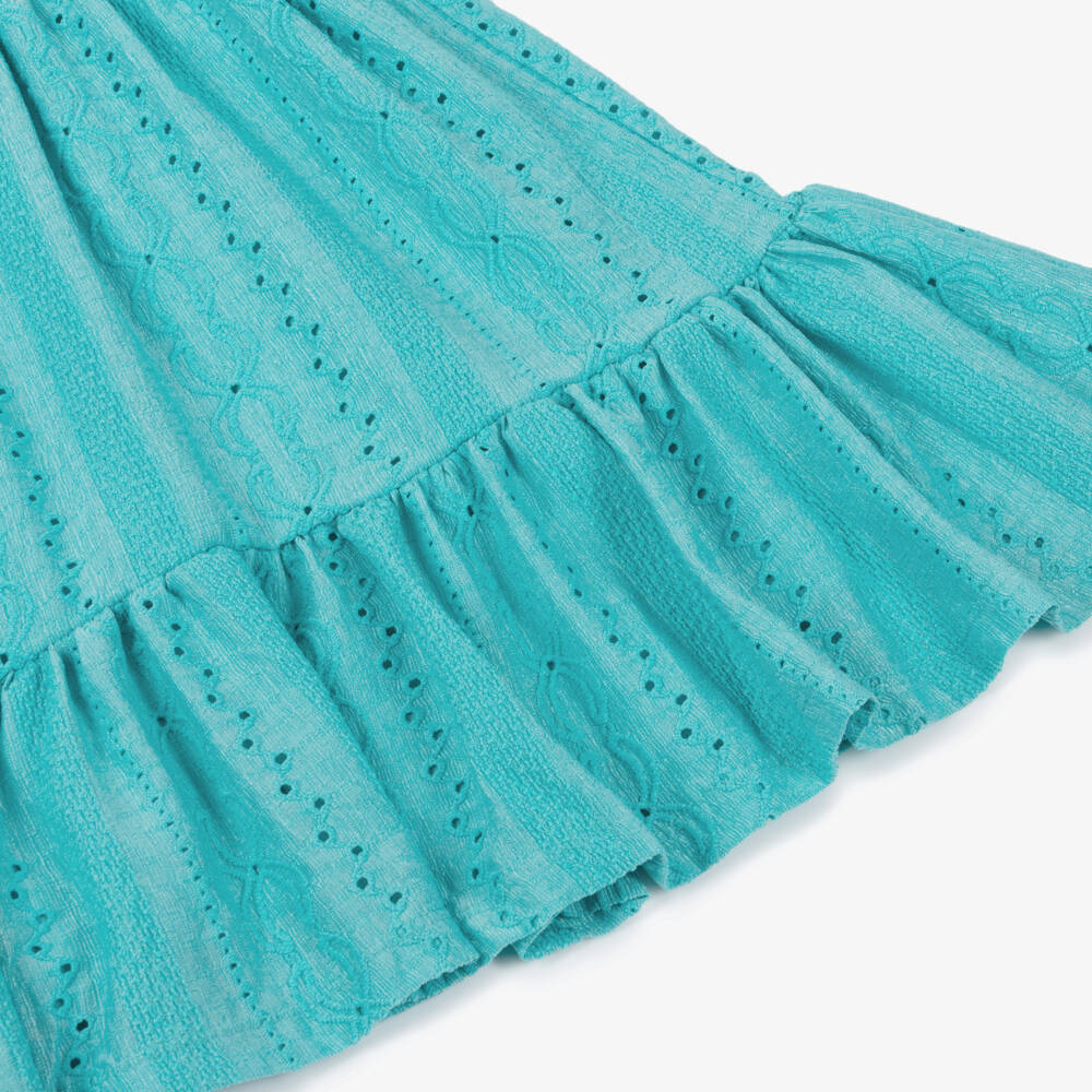 Mayoral-Girls Embroidered Turquoise Elegance Dress | Childrensalon Outlet