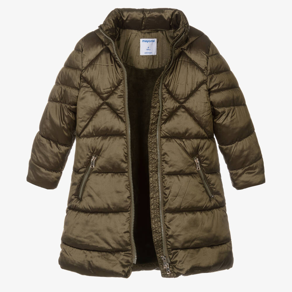 Mayoral-Зеленый пуховик с капюшоном для девочек | Childrensalon Outlet