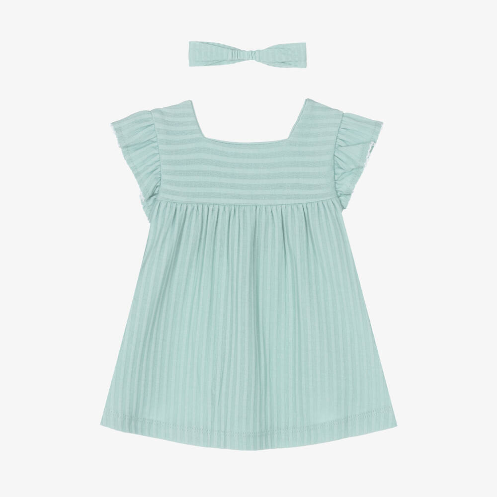 Mayoral Newborn-Girls Emerald Ribbed Dress & Headband | Childrensalon Outlet