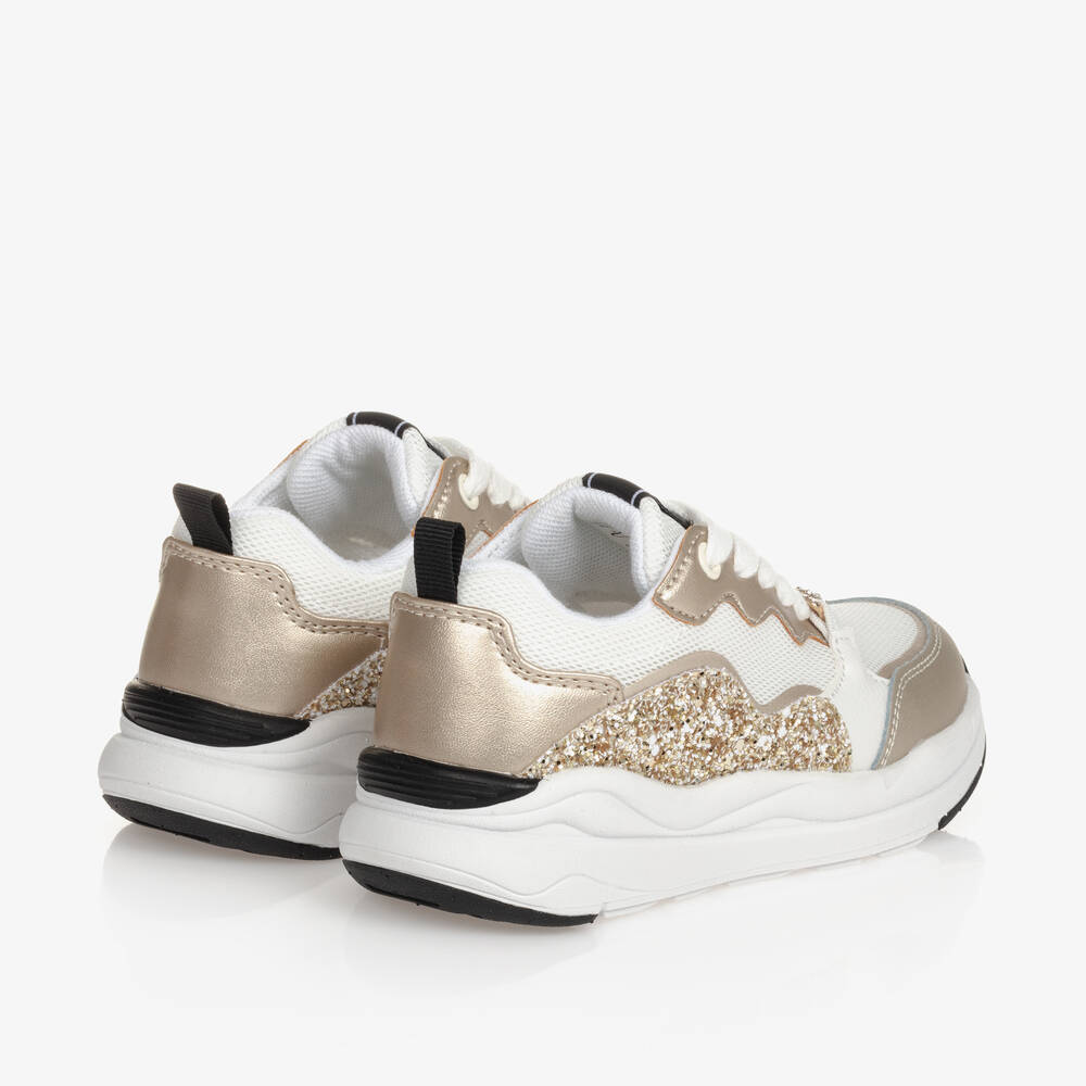 Mayoral-Girls Faux Leather & Mesh Glitter Trainers | Childrensalon Outlet