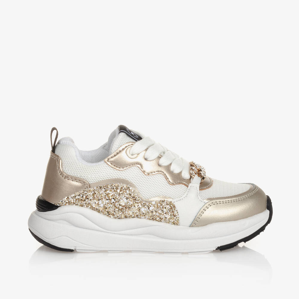 Mayoral-Girls Faux Leather & Mesh Glitter Trainers | Childrensalon Outlet