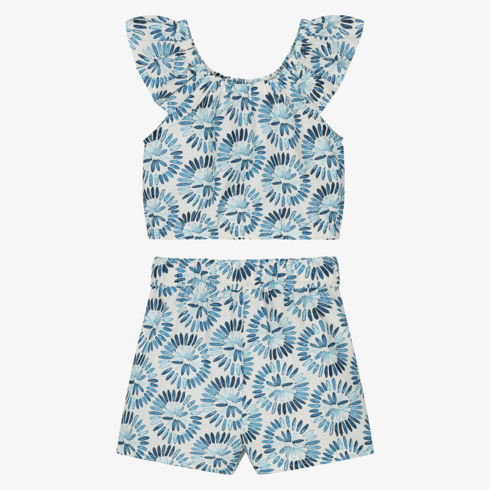 Mayoral-Girls Floral Blue Summer Ensemble | Childrensalon Outlet