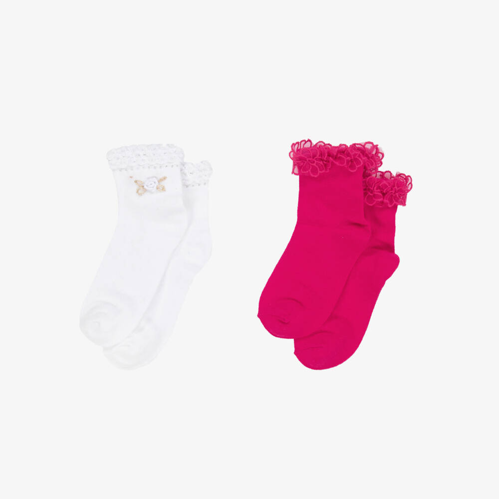 Mayoral-Girls Floral Cotton Sock Duo | Childrensalon Outlet
