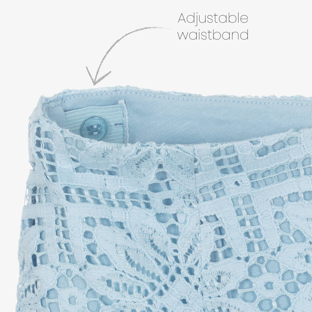 Mayoral-Girls Floral Lace Blue Shorts | Childrensalon Outlet